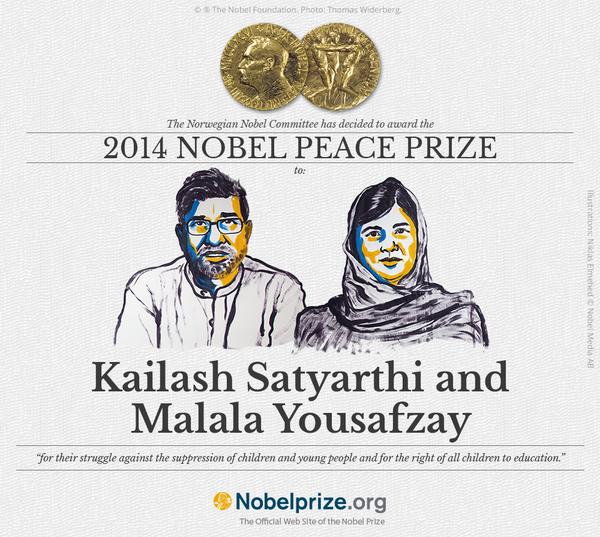 Nobel Peace Prize 2014 winners - Kailash Satyarthi and Malala Yousafzai