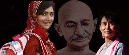 Malala-Yousafzai-Mahatma-Gandhi-Aung-San-Sui-kyi