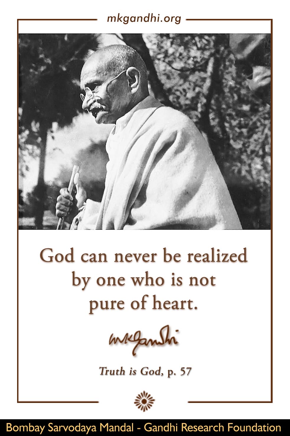 Mahatma Gandhi quote on Purity, pure heart